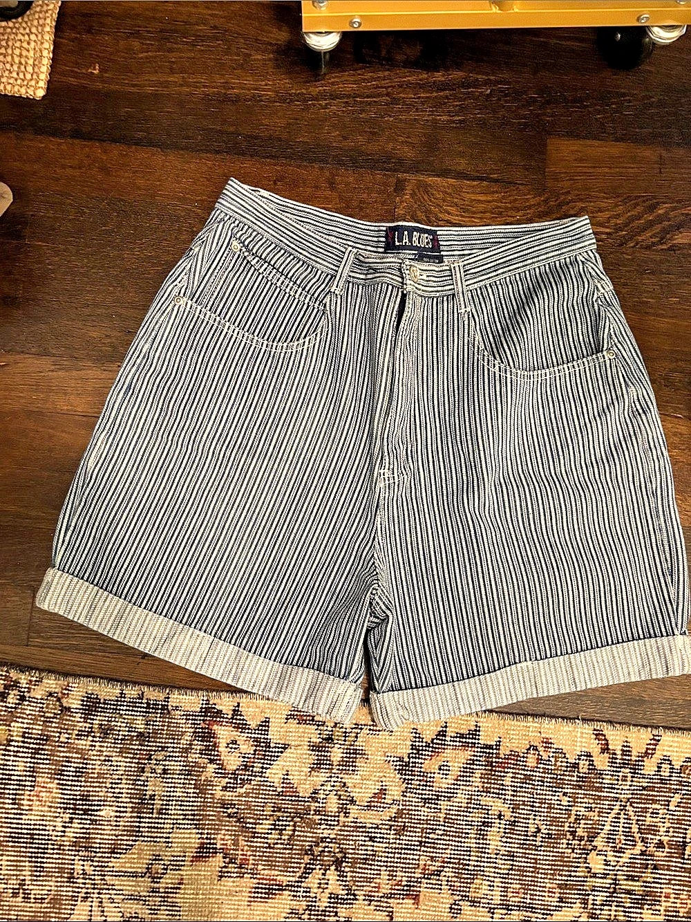 Vintage L.A. Blues Striped Cotton Bermuda Shorts Size 18 Like New